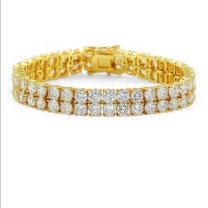 NEW Men 2 Rows AAA Cubic Zirconia Diamond Bracelet